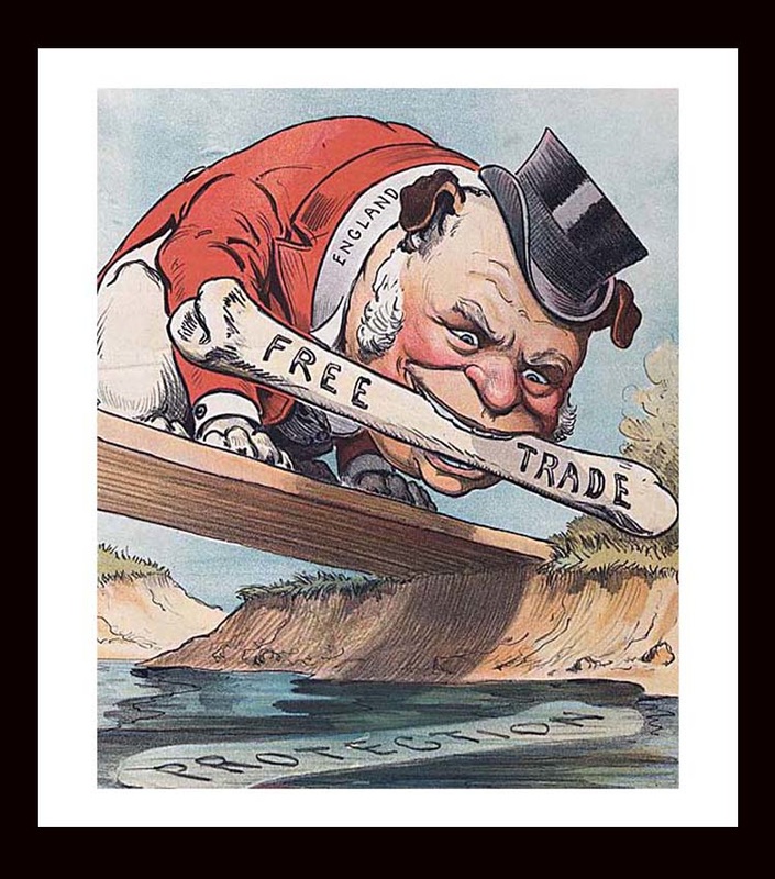 J. S. Pughe Free Trade Cartoon - John Bull as bulldog