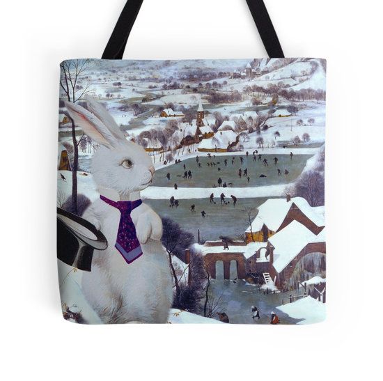 White Rabbit in the Snow Tote Bag